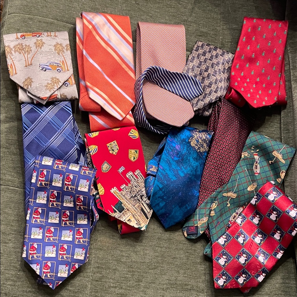Ties Neckties Lot (11) Christmas golf business casual dress formal silk Italy